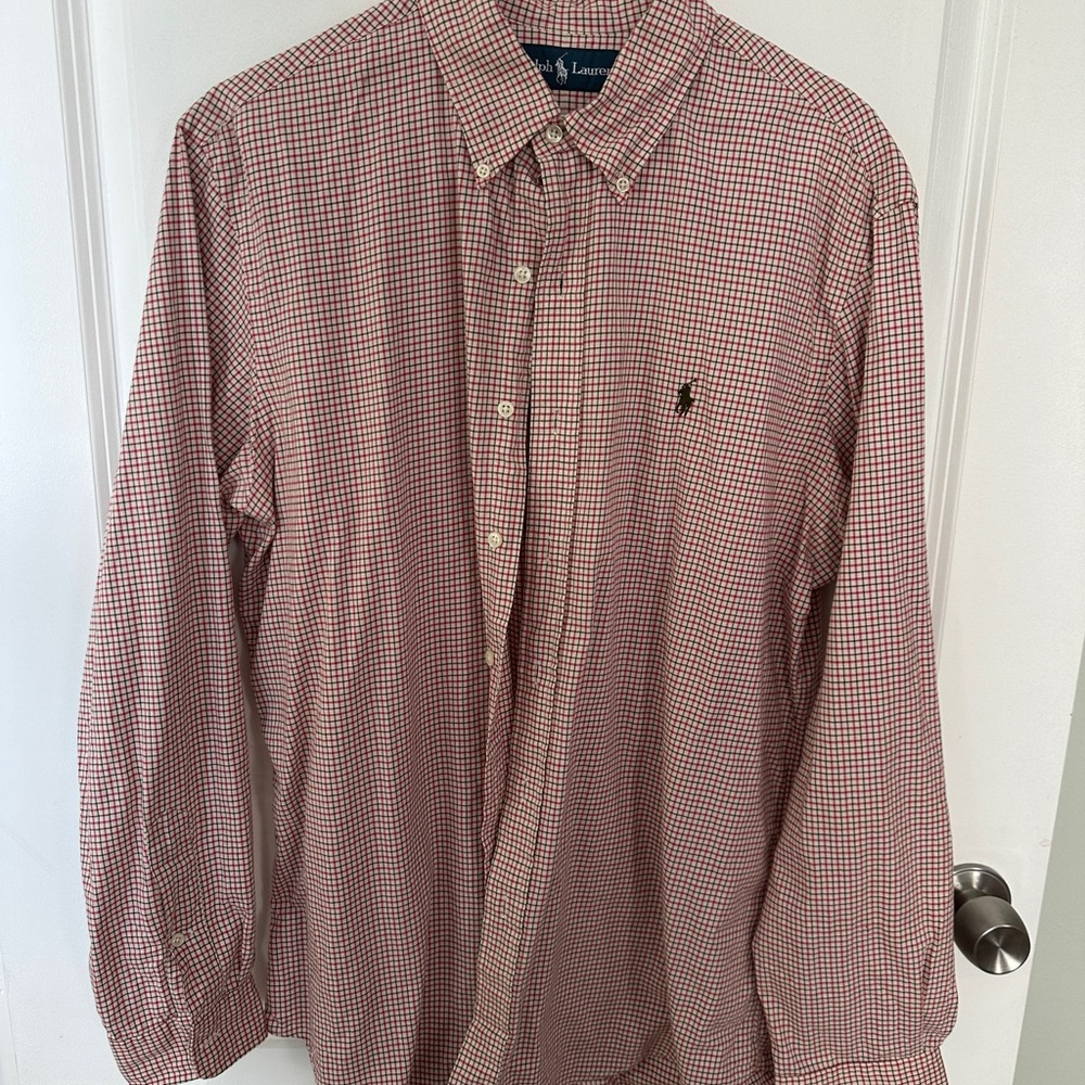 Polo by Ralph Lauren Men's Red and White Plaid Shirt